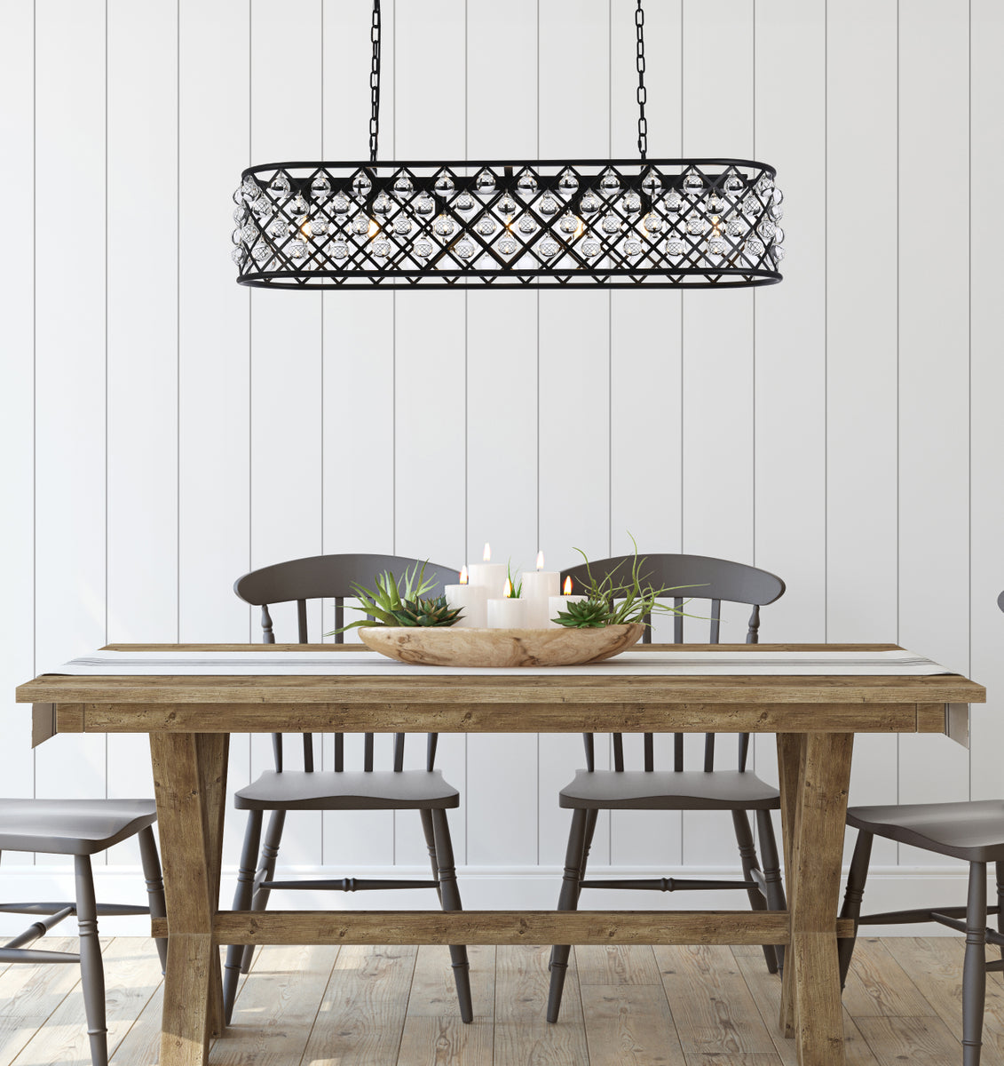 Madison 7 light Matte Black Chandelier Clear Royal Cut Crystal