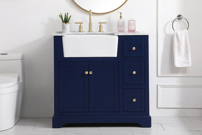 36 inch Single bathroom vanity in blue