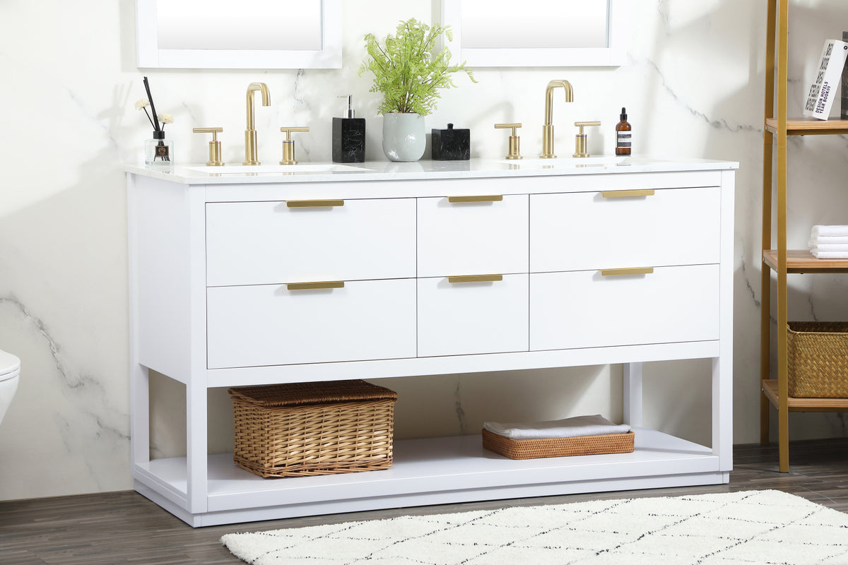 60 inch Single bathroom vanity in white