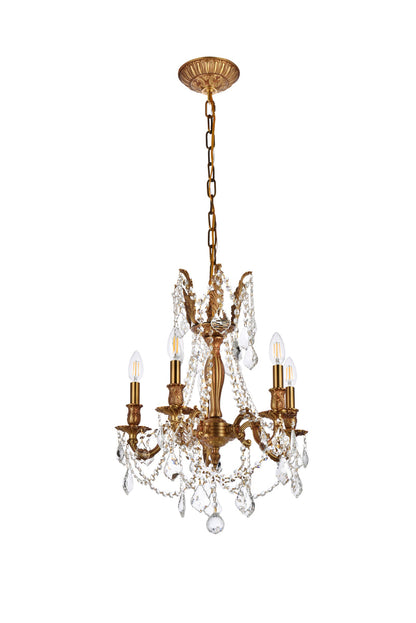 Rosalia 5 light French Gold Pendant Clear Royal Cut Crystal