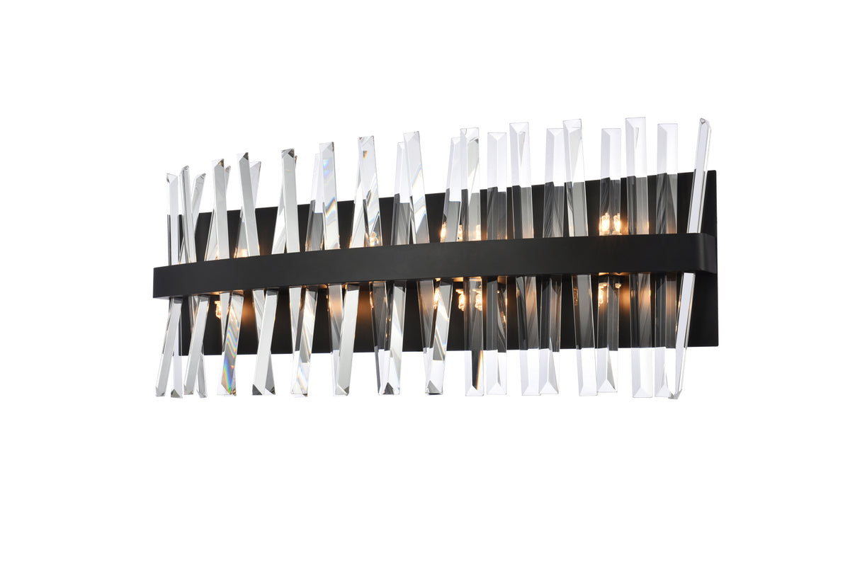 Serephina 30 inch crystal bath sconce in black