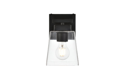 Merrick 1 light Black and Clear Bath Sconce