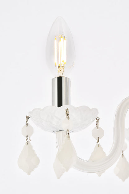 Rococo 4 light white Pendant White Royal Cut Crystal
