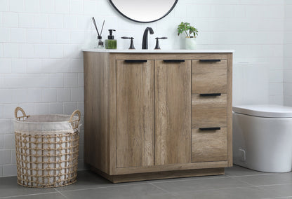 36 Inch SIngle Bathroom Vanity In Natural Oak