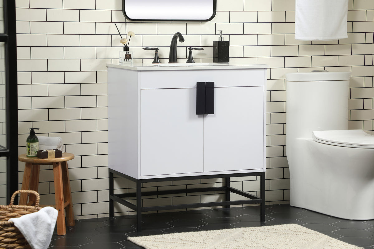 30 inch Single bathroom vanity in white