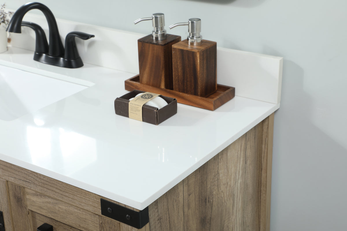 36 inch Single bathroom vanity in natural oak with backsplash