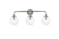 Hanson 3 lights bath sconce in polished nickel with clear shade