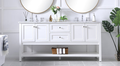 72 in. double sink bathroom vanity set in White