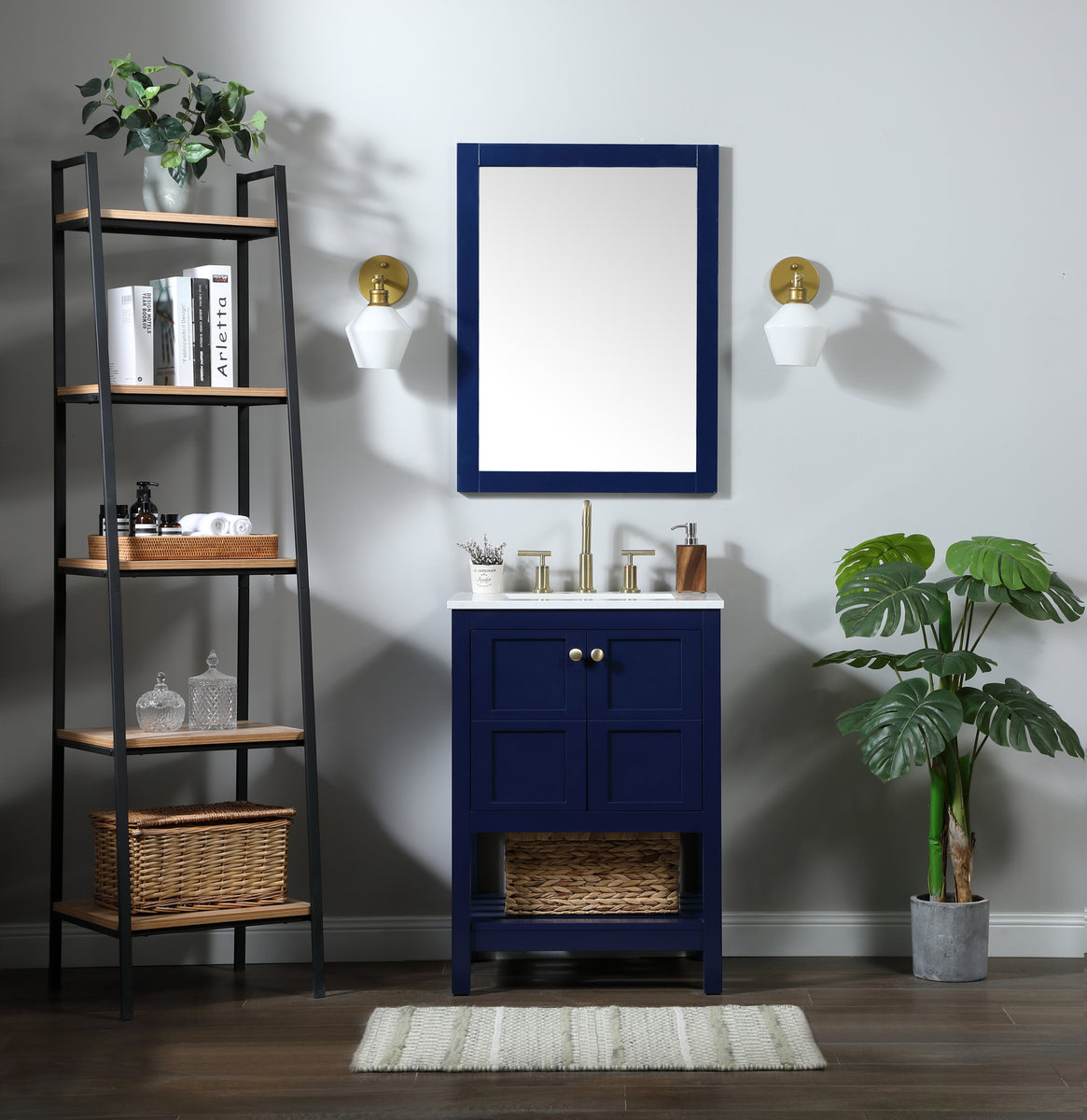 24 inch Single bathroom vanity in blue