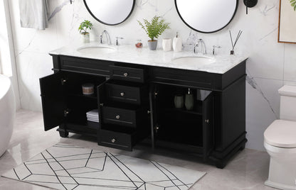 72 inch double bathroom vanity set in black