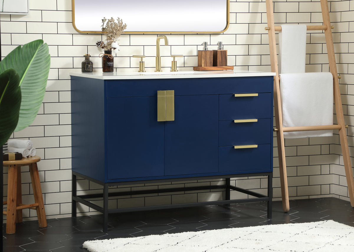 42 inch Single bathroom vanity in blue