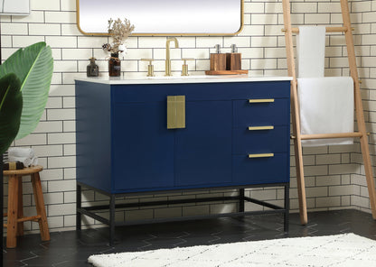 42 inch Single bathroom vanity in blue