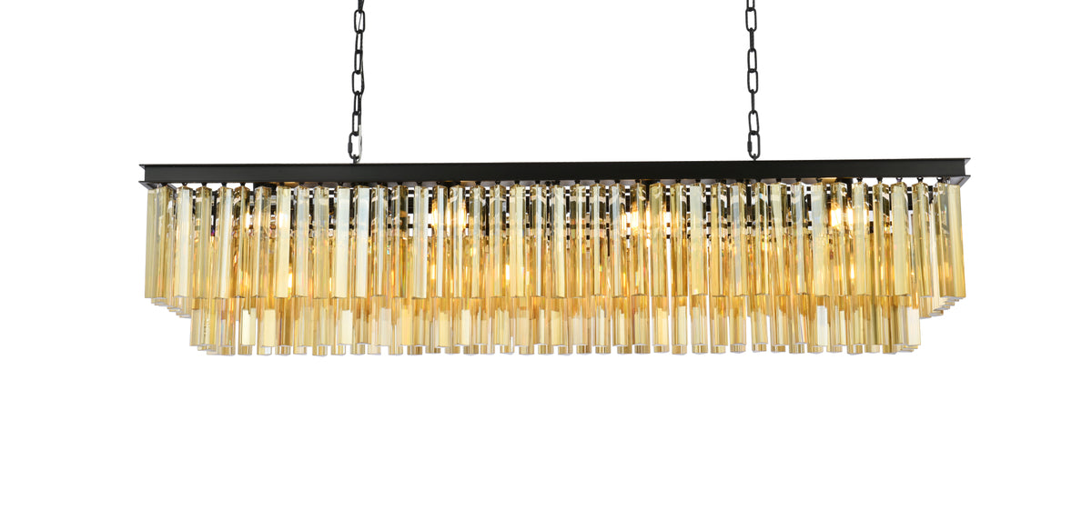 Sydney 12 light Matte Black Chandelier Golden Teak (Smoky) Royal Cut Crystal