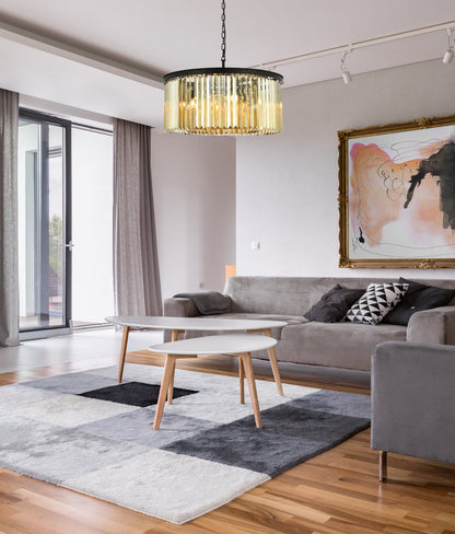 Sydney 8 light Matte Black Chandelier Golden Teak (Smoky) Royal Cut Crystal