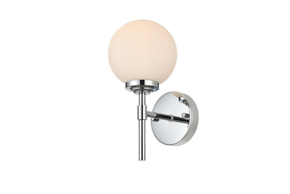 Ansley 1 light Chrome and frosted white Bath Sconce