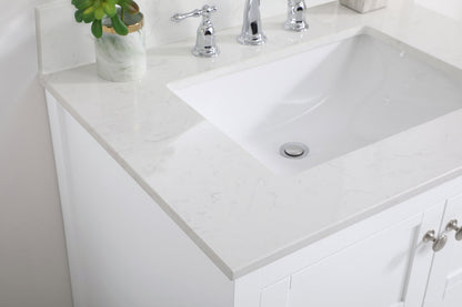 30 inch Single Bathroom Vanity in White with Backsplash