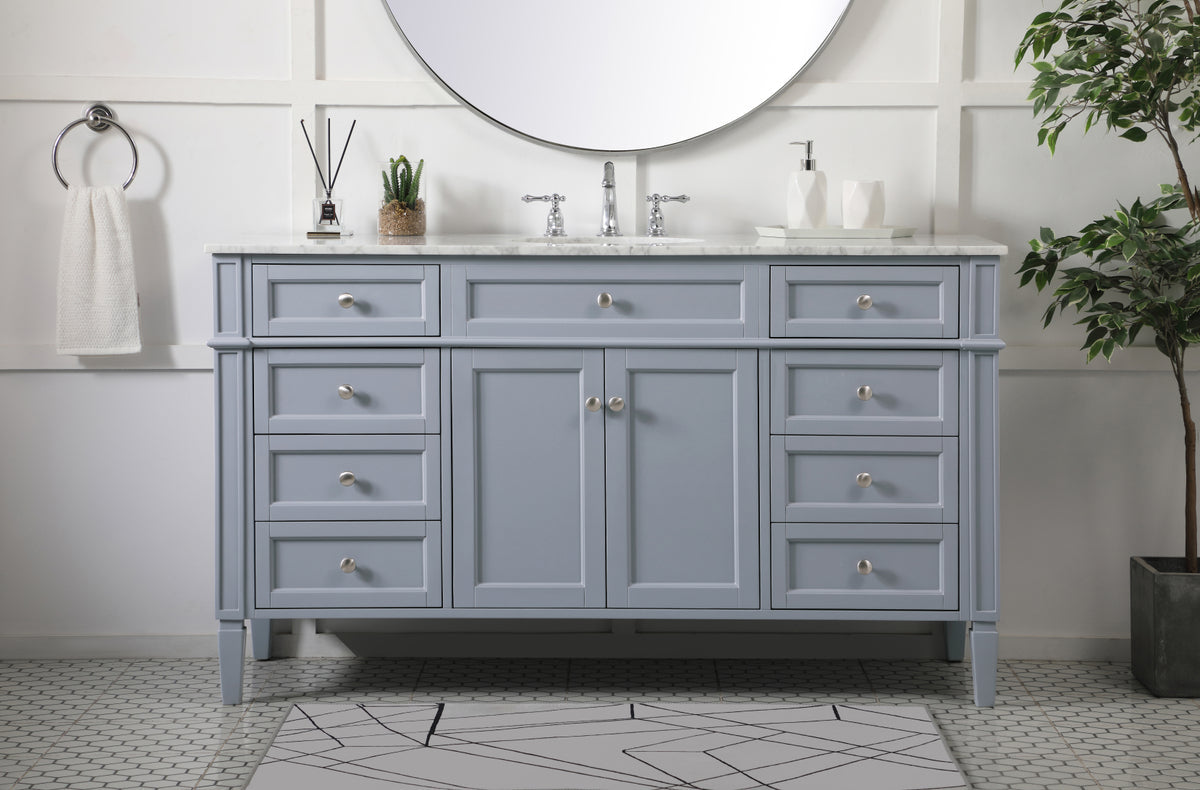 60 inch Single bathroom vanity in grey