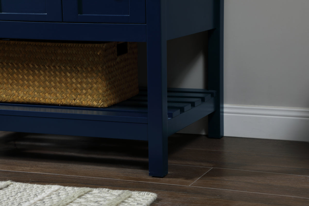 32 inch Single bathroom vanity in blue with backsplash