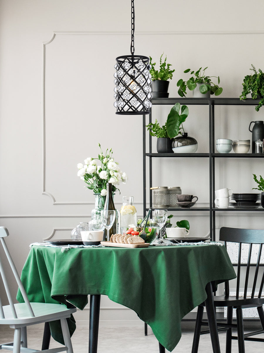 Madison 1 light Matte Black Pendant Clear Royal Cut Crystal