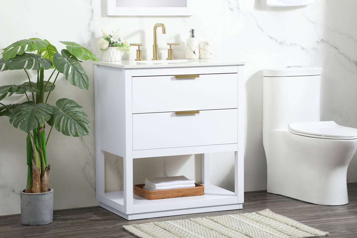 30 inch Single bathroom vanity in white
