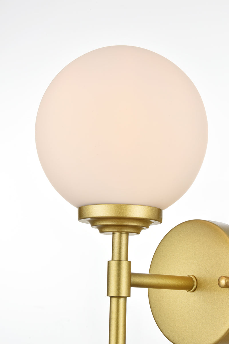 Ansley 1 light Brass and frosted white Bath Sconce