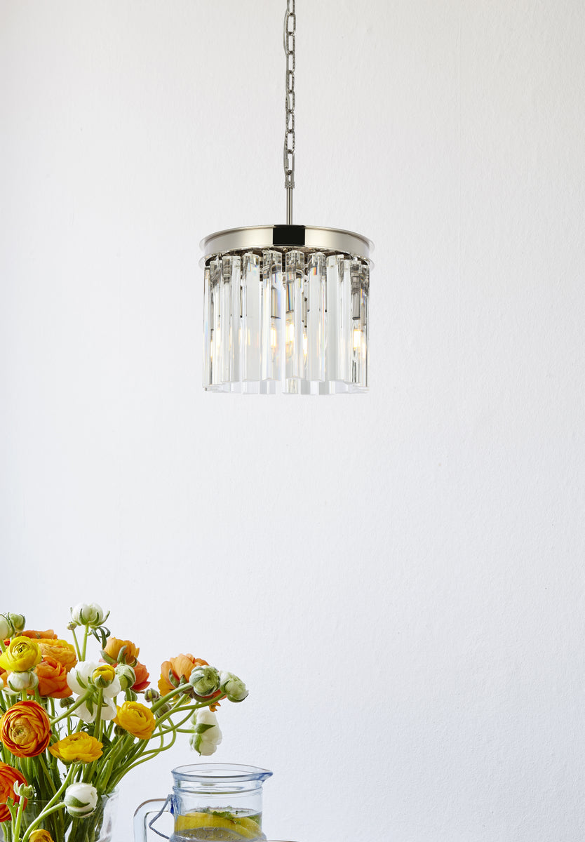 Sydney 3 light polished nickel Pendant Clear Royal Cut Crystal