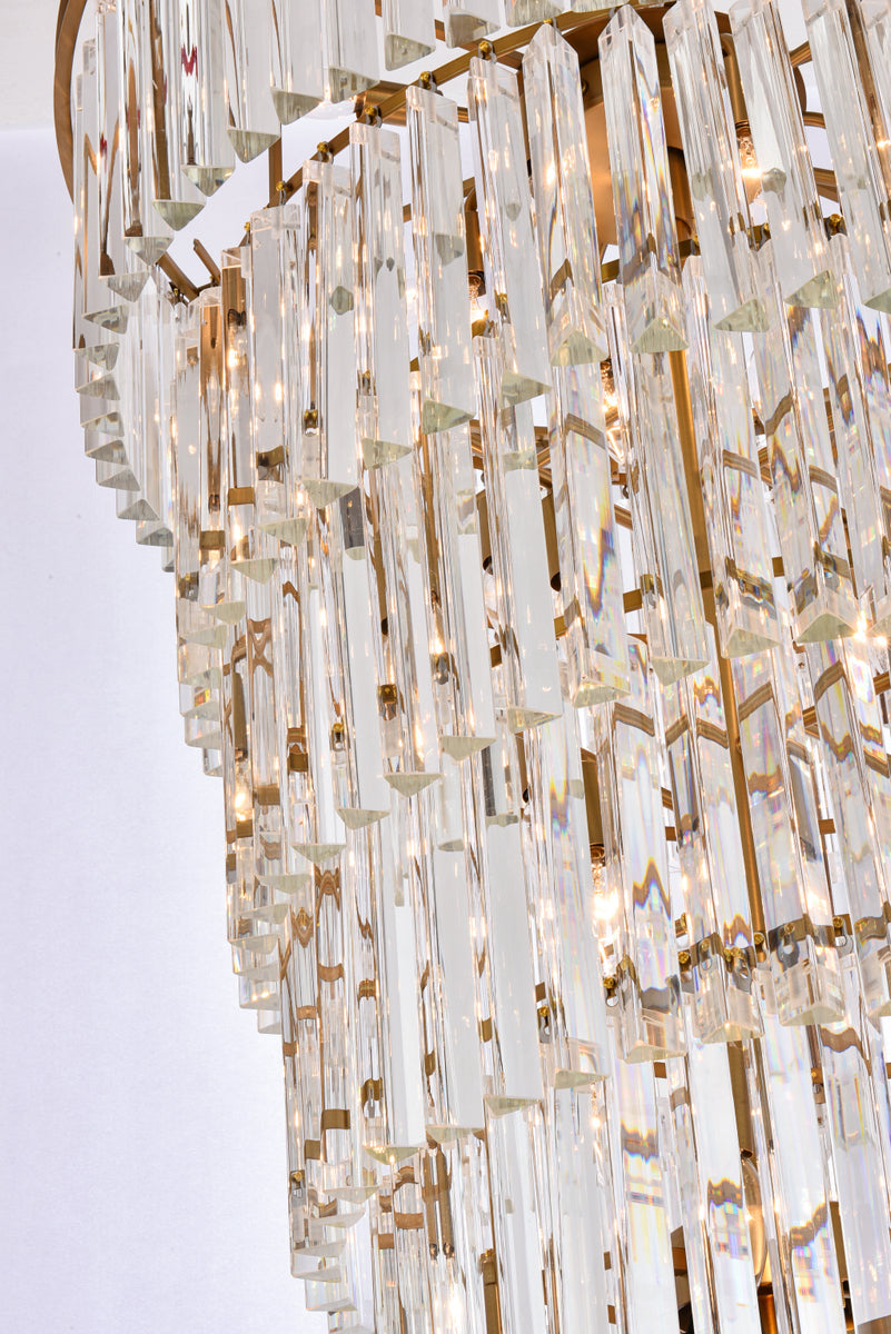 Sydney 30 inch spiral crystal chandelier in satin gold