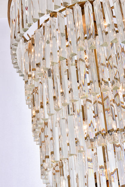 Sydney 30 inch spiral crystal chandelier in satin gold