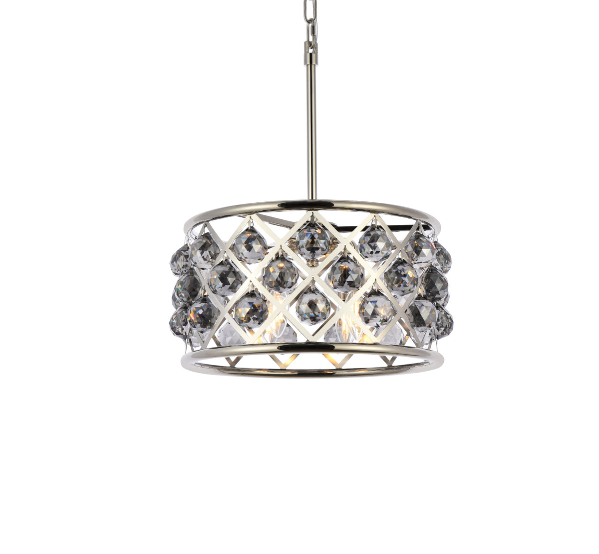 Madison 4 light polished Nickel Pendant Silver Shade (Grey) Royal Cut Crystal