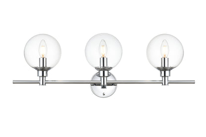 Jaelynn 3 light Chrome and Clear Bath Sconce