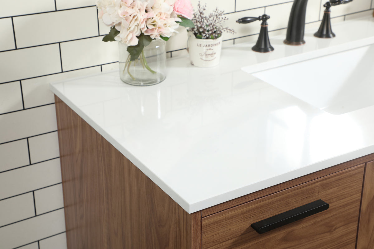 48 inch Single bathroom vanity in walnut brown