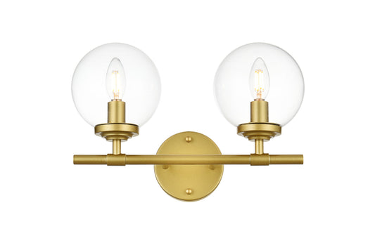 Ingrid 2 light Brass and Clear Bath Sconce