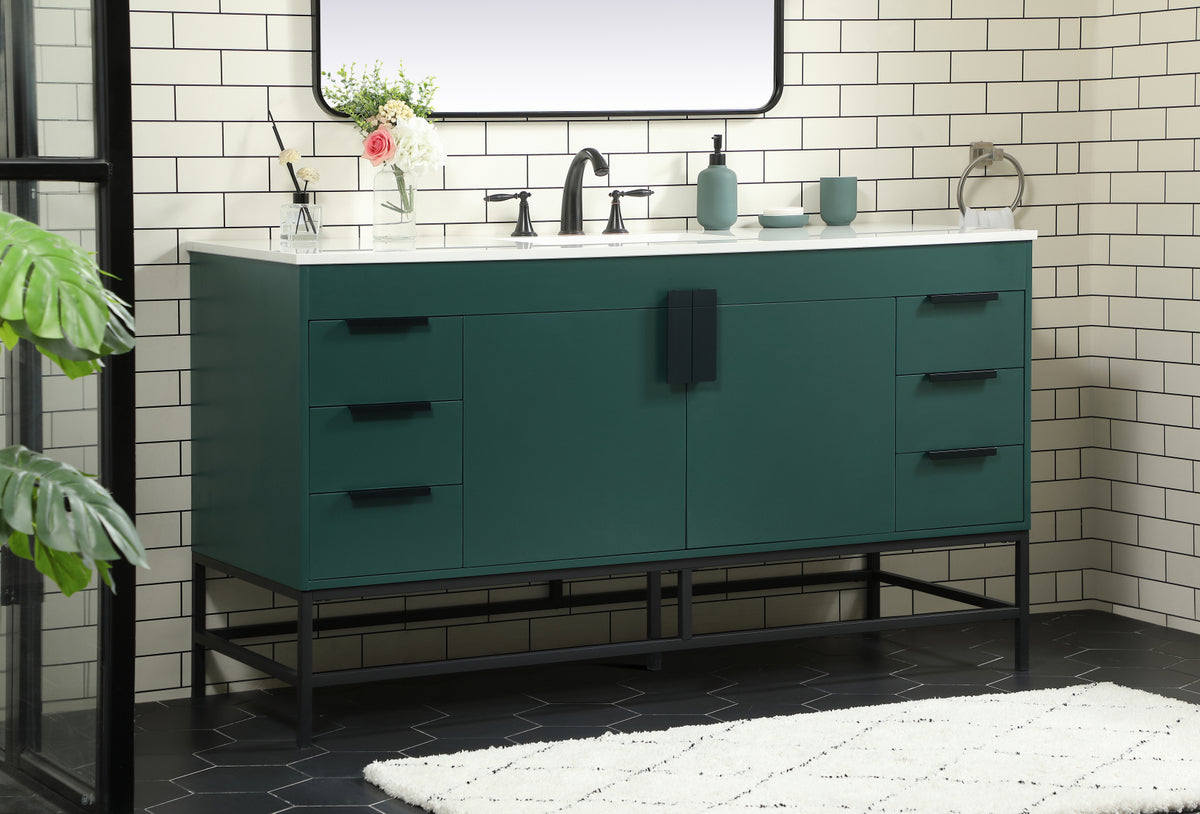 60 inch Single bathroom vanity in green