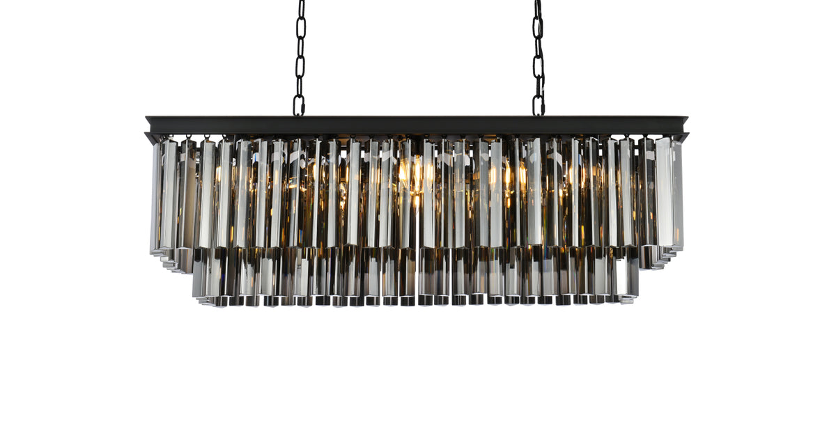 Sydney 12 light Matte Black Chandelier Silver Shade (Grey) Royal Cut Crystal
