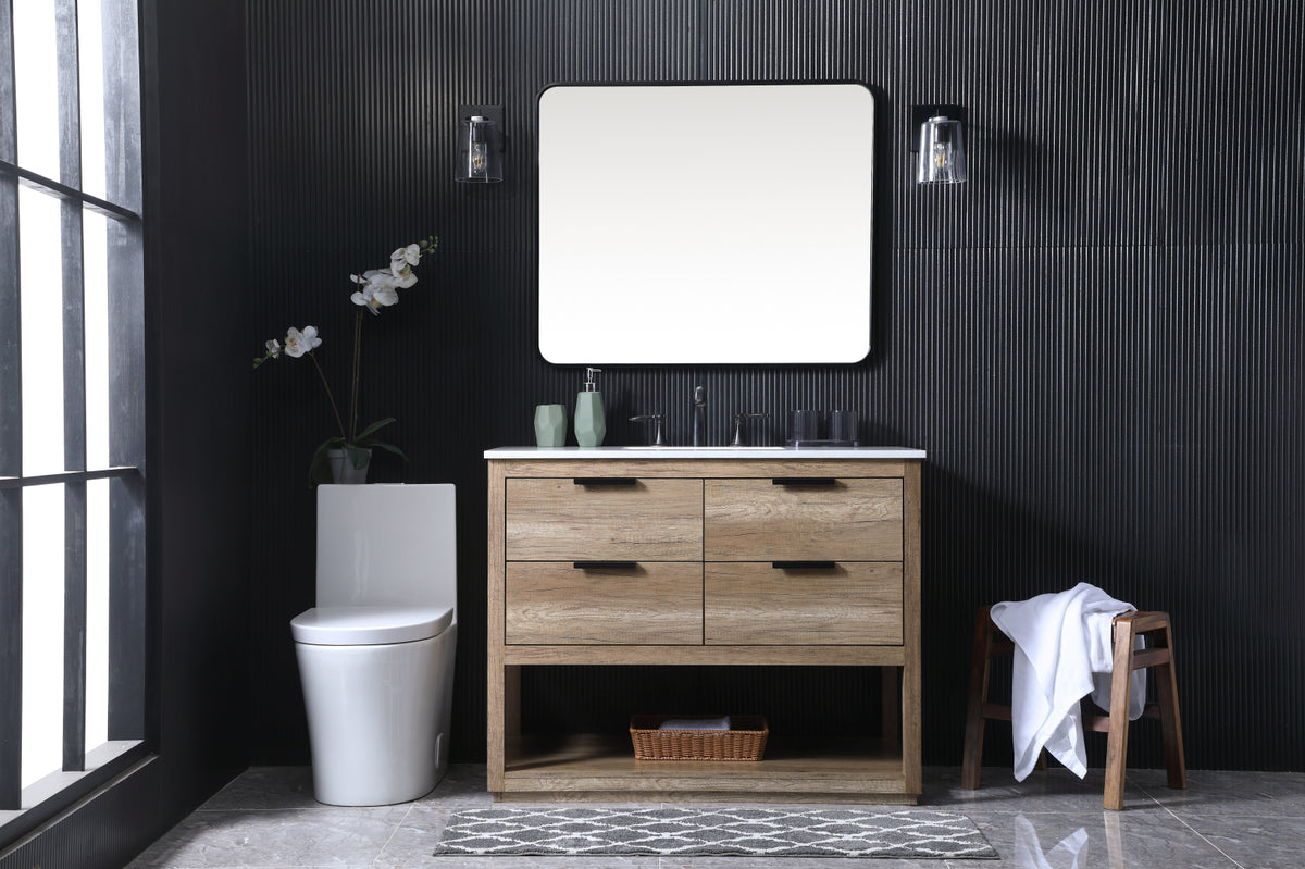 42 Inch SIngle Bathroom Vanity In Natural Oak