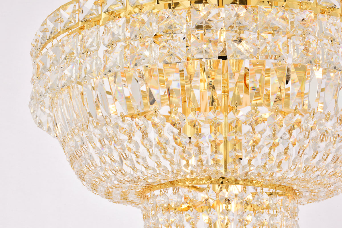 Tranquil 12 light Gold Pendant Clear Royal Cut Crystal