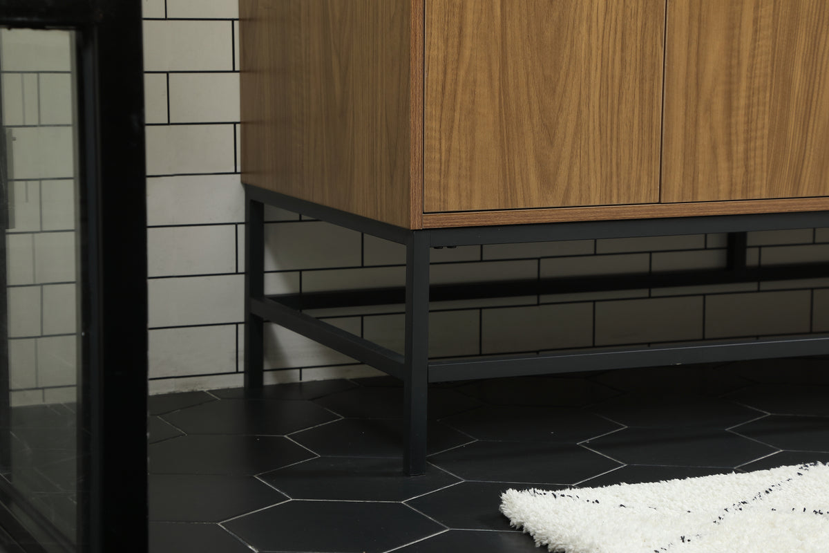 60 inch double bathroom vanity in walnut brown