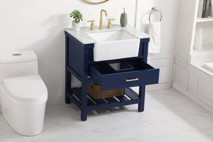 30 inch Single bathroom vanity in blue