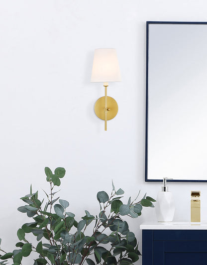 Mel 1 light Brass and White shade wall sconce
