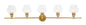 Gene 5 light Brass and Clear glass Wall sconce