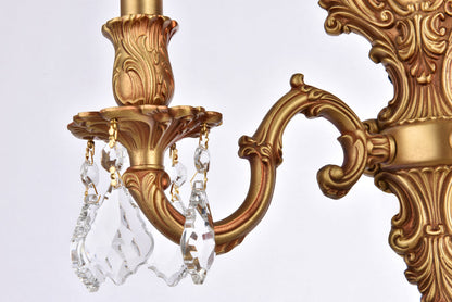 Monarch 2 light French Gold Wall Sconce Clear Royal Cut Crystal
