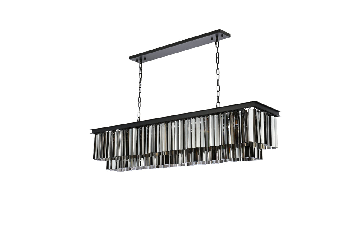 Sydney 12 light Matte Black Chandelier Silver Shade (Grey) Royal Cut Crystal