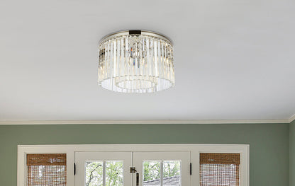 Sydney 8 light polished nickel Flush Mount Clear Royal Cut Crystal