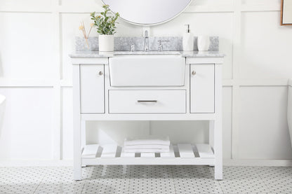 42 inch Single bathroom vanity in white with backsplash