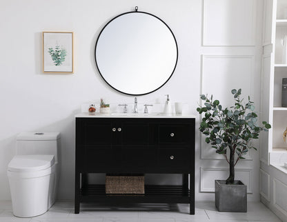 42 inch Single Bathroom Vanity in Black with Backsplash
