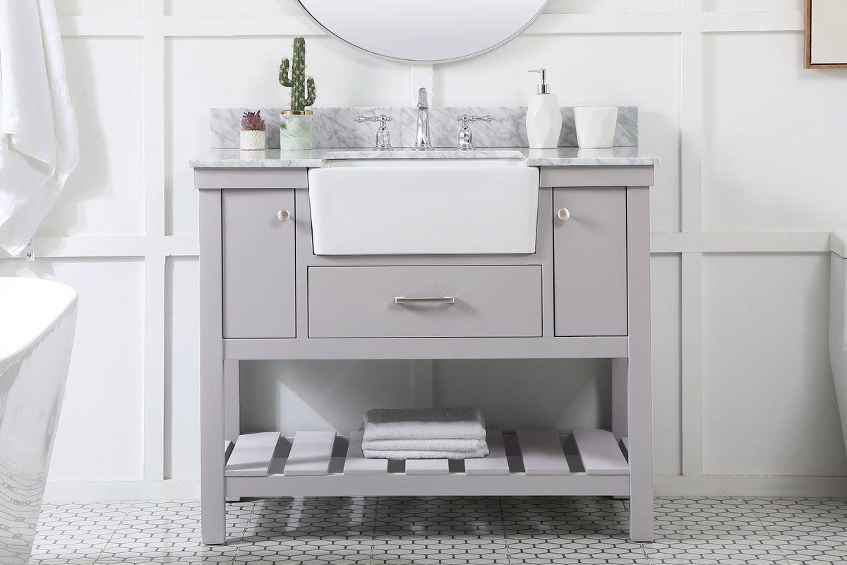 42 inch Single bathroom vanity in grey with backsplash