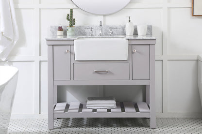 42 inch Single bathroom vanity in grey with backsplash