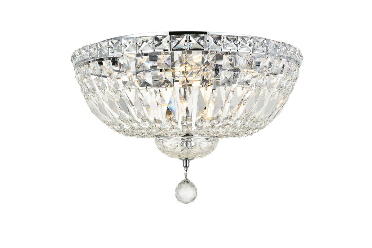 Tranquil 6 light Chrome Flush Mount Clear Royal Cut Crystal