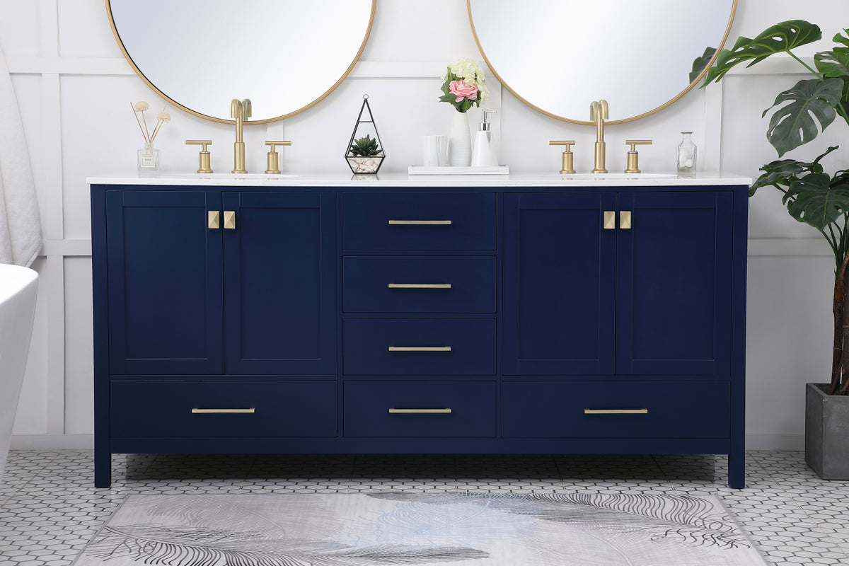 72 inch Double Bathroom Vanity in Blue