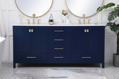 72 inch Double Bathroom Vanity in Blue